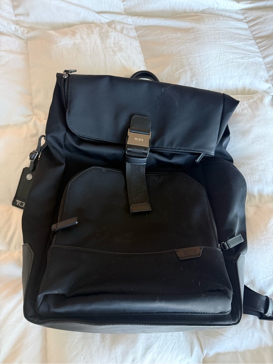 Tumi Black Nylon Men\'s Backpack with Front Buckle